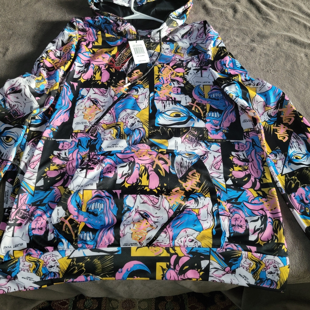 ULTRA RARE, HARD TO FIND, Snap Monochrome Comic Art Hoodie DO NOT PASS UP!!!!!! - Picture 2 of 4